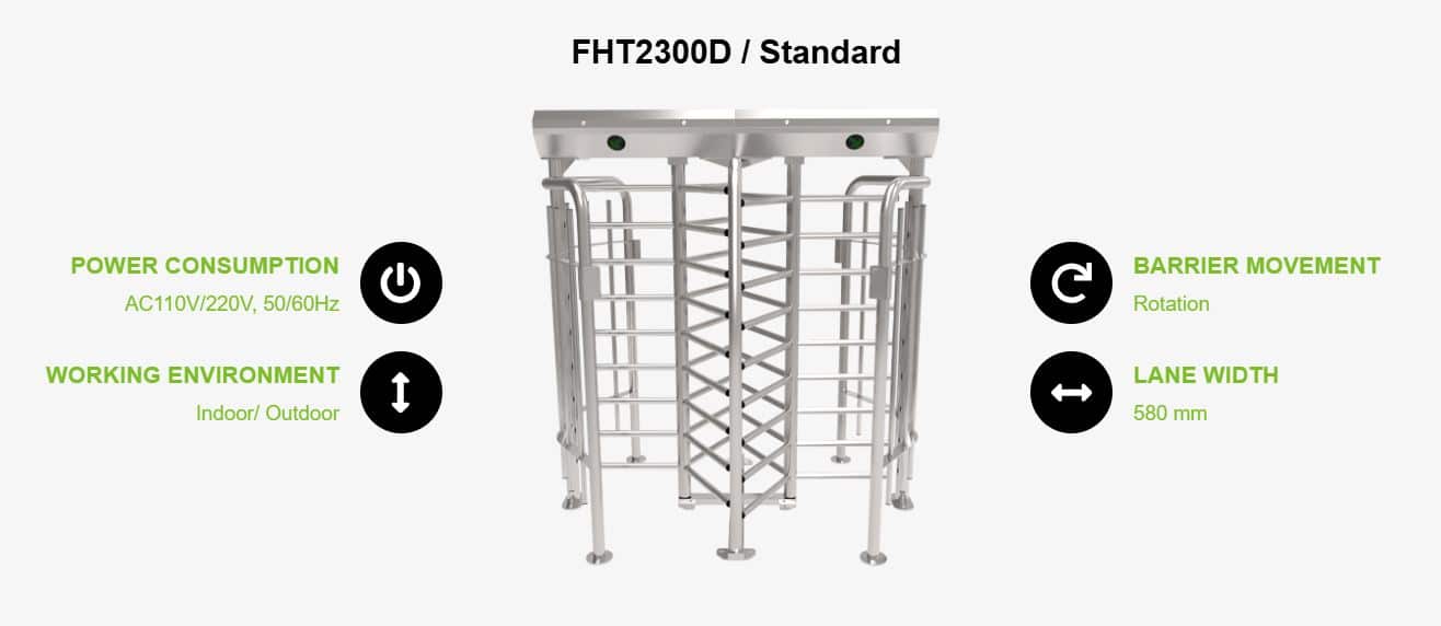 Cửa lồng xoay Cổng đôi Full Height ZKTeco FHT2300D