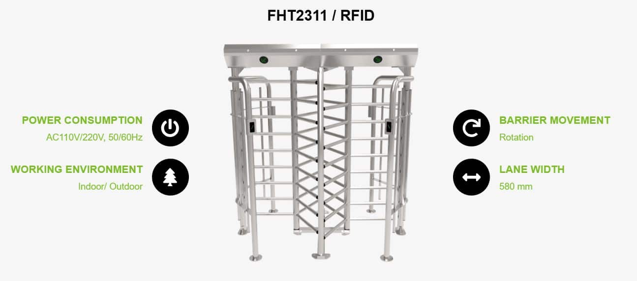 Cửa lồng xoay Cổng đôi Full Height ZKTeco FHT2311D