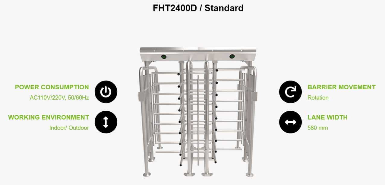 Cửa lồng xoay Cổng đôi Full Height ZKTeco FHT2400D