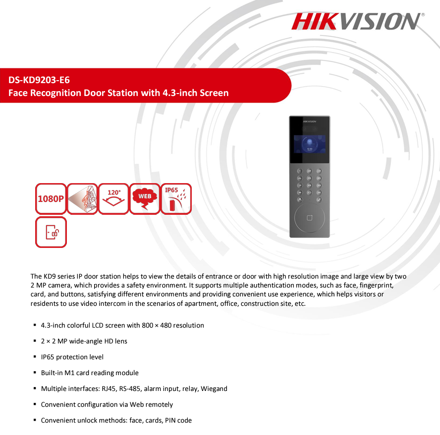 Chuông Cửa Thông Minh Hikvision DS-KD9203-E6