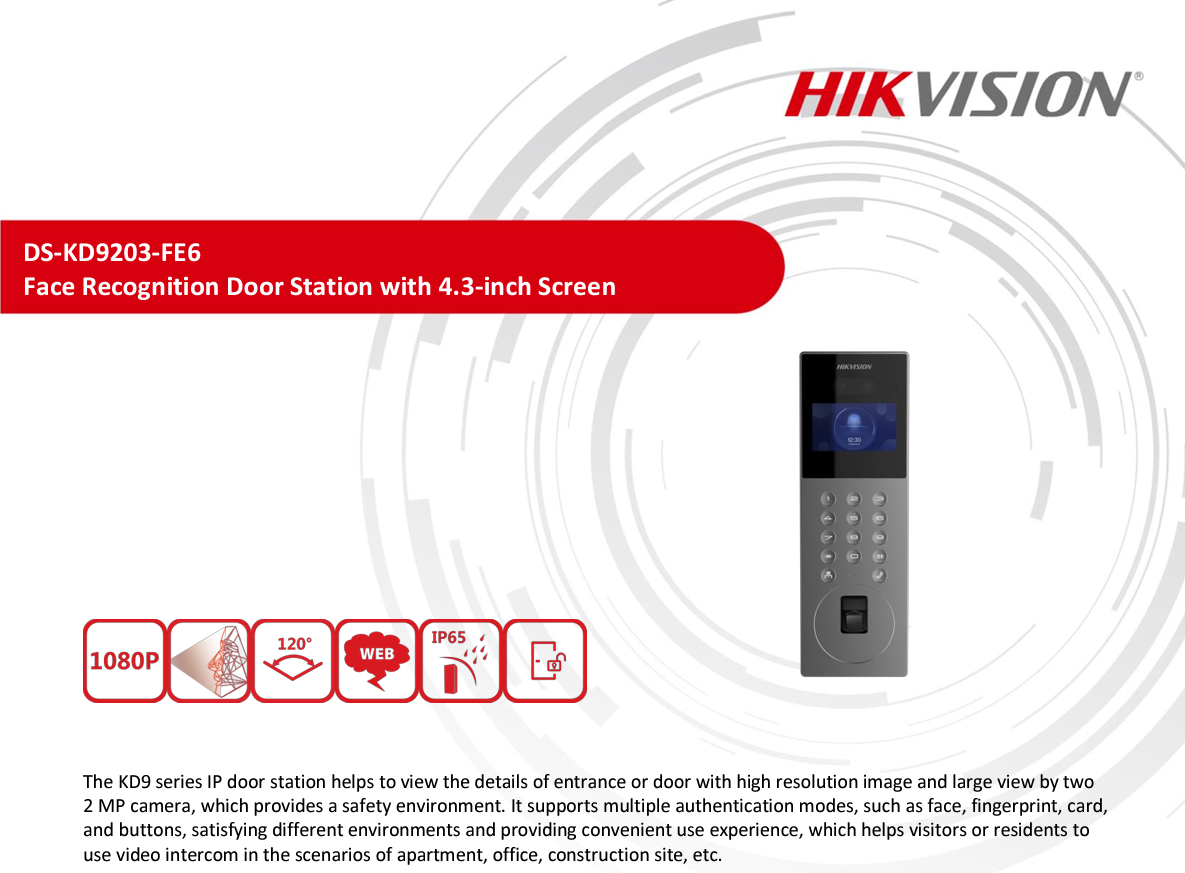 Chuông Cửa Thông Minh Hikvision DS-KD9203-FE6