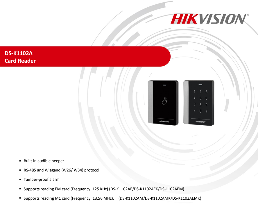 Thiết Bị Đọc Thẻ Hikvision DS-K1102AEM