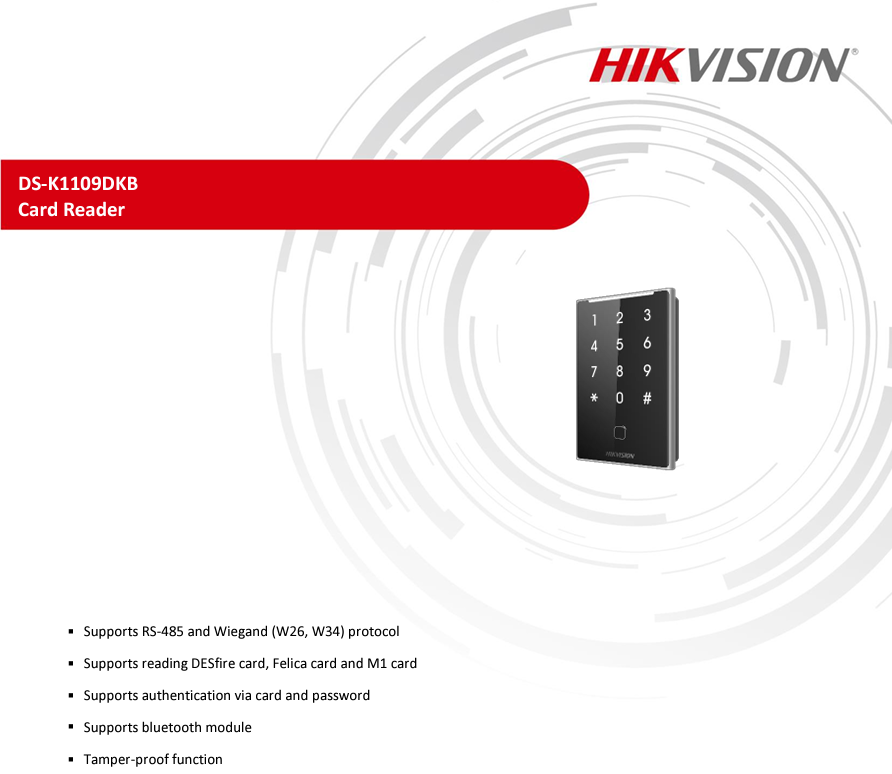 Thiết Bị Đọc Thẻ Hikvision DS-K1109DKB 