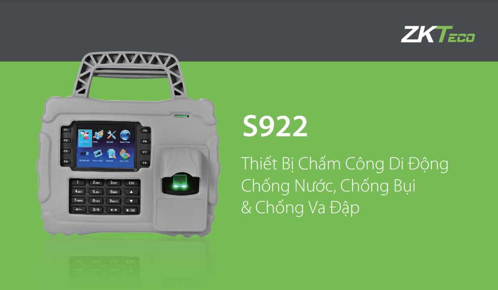 Máy chấm công cầm tay di động ZKTeco S922 bền bỉ chuẩn IP65