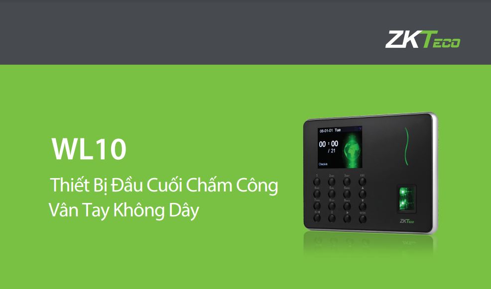 Máy chấm công vân tay hỗ trợ Wifi không dây ZKTeco WL10 