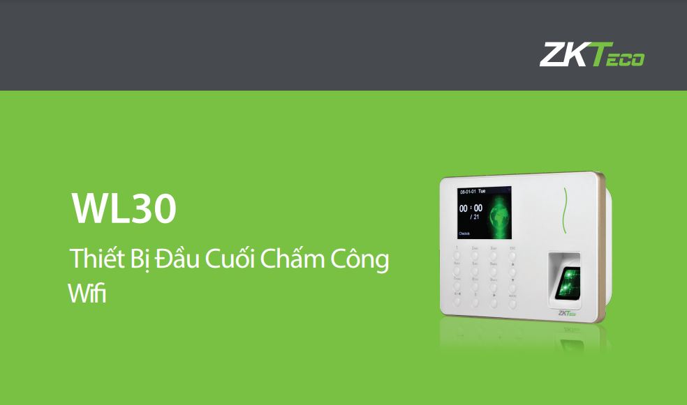 Máy chấm công vân tay hỗ trợ Wifi không dây ZKTeco WL30