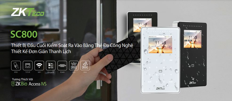 Thiết bị đầu cuối ZKTeco SC800 chấm công bằng thẻ RFID