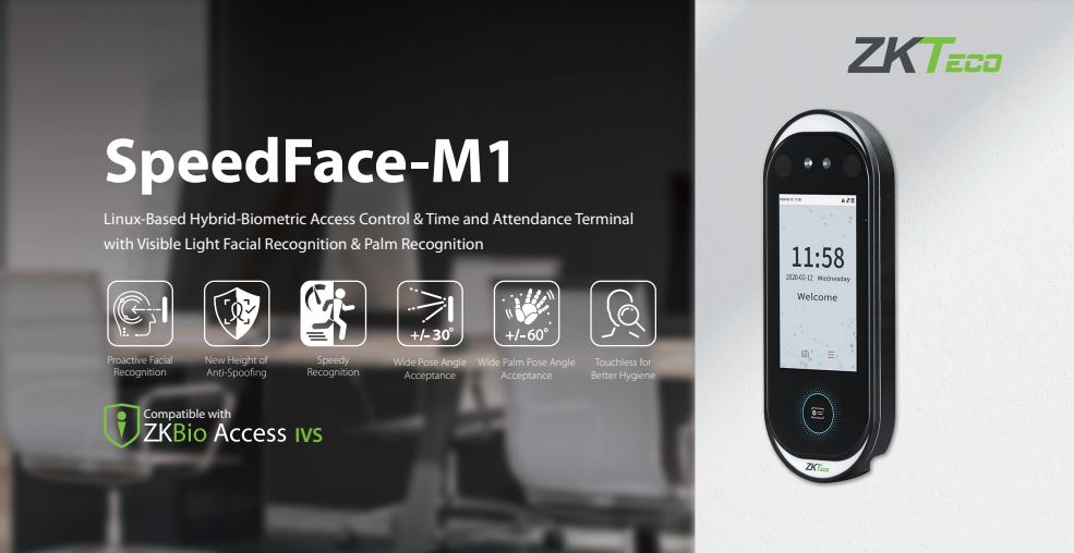 Máy chấm công khuôn mặt lòng bàn tay ZKTeco SpeedFace M1