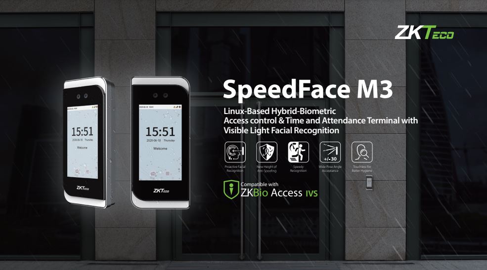 Máy chấm công khuôn mặt ZKTeco SpeedFace M3 Chống nước