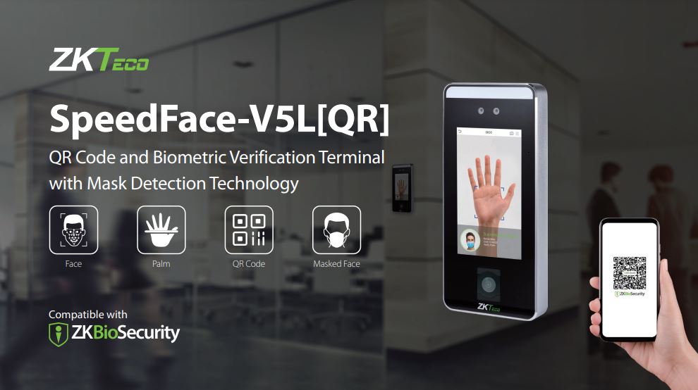 Máy chấm công mã QR khuôn mặt ZKTeco SpeedFace-V5L(QR)