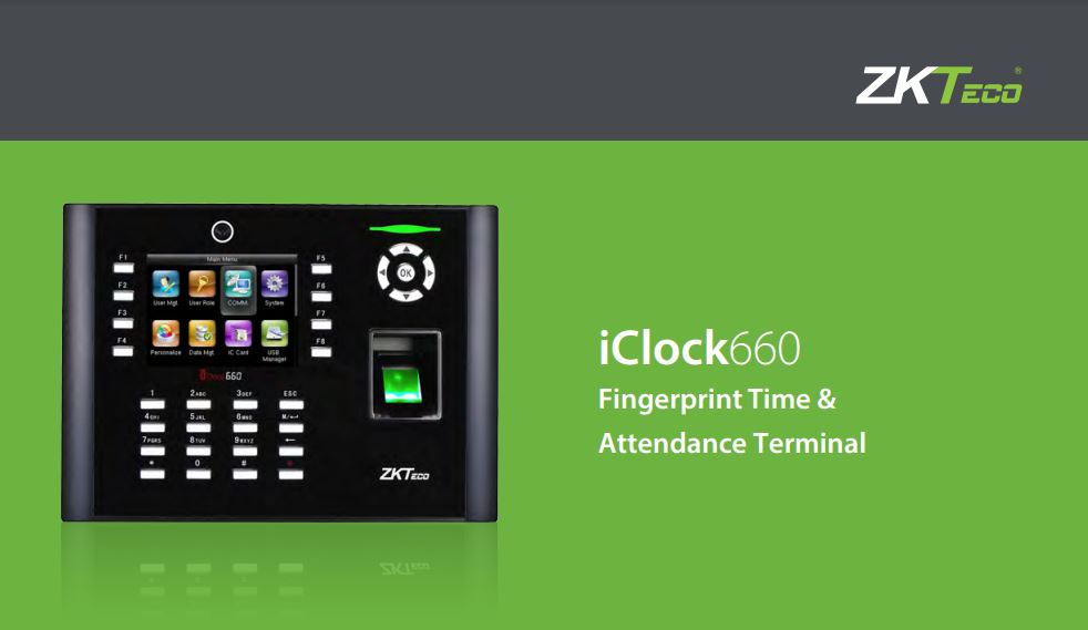 Máy chấm công vân tay cảm biến quang học ZKTeco iClock 660 