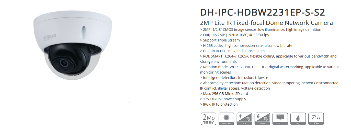 Dahua DH-IPC-HDBW2231EP-S-S2 là giải pháp giám sát an ninh nhỏ gọn và mạnh mẽ