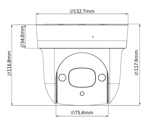 Thiết kế dạng Speed Dome nhỏ gọn, tiết kiệm không gian lắp đặt