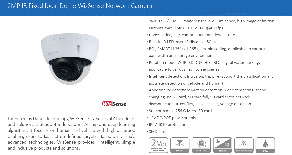 DH-IPC-HDBW3241EP-S (2MP) là giải pháp giám sát an ninh thông minh, tích hợp công nghệ AI