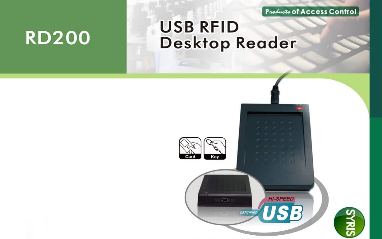 Đầu Đọc Thẻ Syris RD200-M1 - Đầu Đọc Thẻ Mifare USB Desktop Reader, Để Bàn